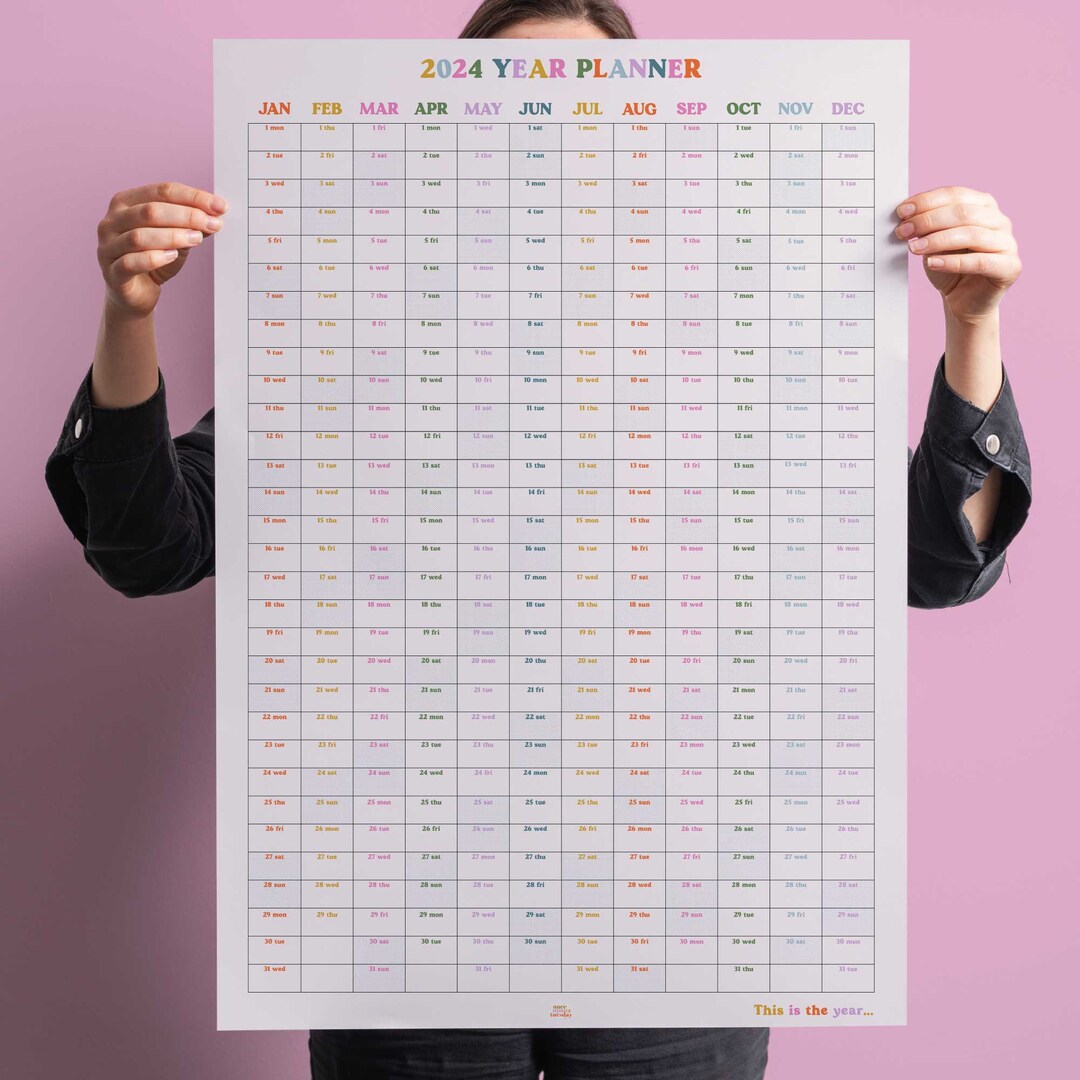 2024 Year Planner Portrait Colourful Organiser Large 2024 - Etsy UK