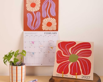 2027 Wall Calendar | Les Fleurs | Floral Wall Calendar | Botanical Calendar | Month to View | Flower Calendar | Floral design