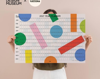 2027 Design Museum Wall Planner | Landscape | Dots & Grids | Year at a Glance | Yearly Organiser | Year Calendar | January to December
