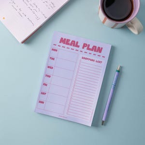 Weekly Meal Planner Pad Lilac & Plum | A4 Meal Planner | Daily Meal Planner Pad | Menu Planner | Magnetic Fridge Meal Planner Pad