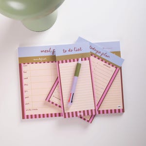 Weekly Meal Planner Pad Berry Stripe | A4 Meal Planner | Daily Meal Planner Pad | Menu Planner | Meal Planner Pad image 5