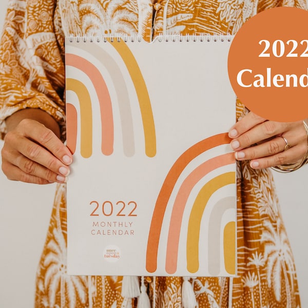 Wandkalender 2022 | Abstrakter Regenbogen Monatskalender | Illustrierter Kunstkalender 2022