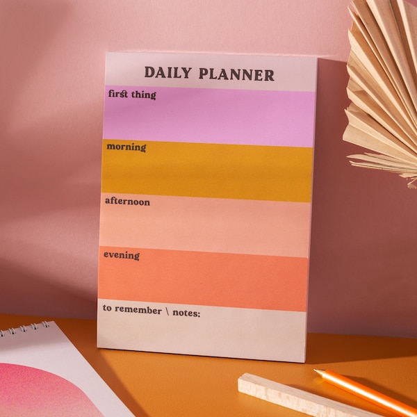 Time Blocking Daily Planner Pad A5 Pastel Colour Block Notepad | WFH Desk Pad | Productivity Pad | Everyday Planner | Magnetic Pad