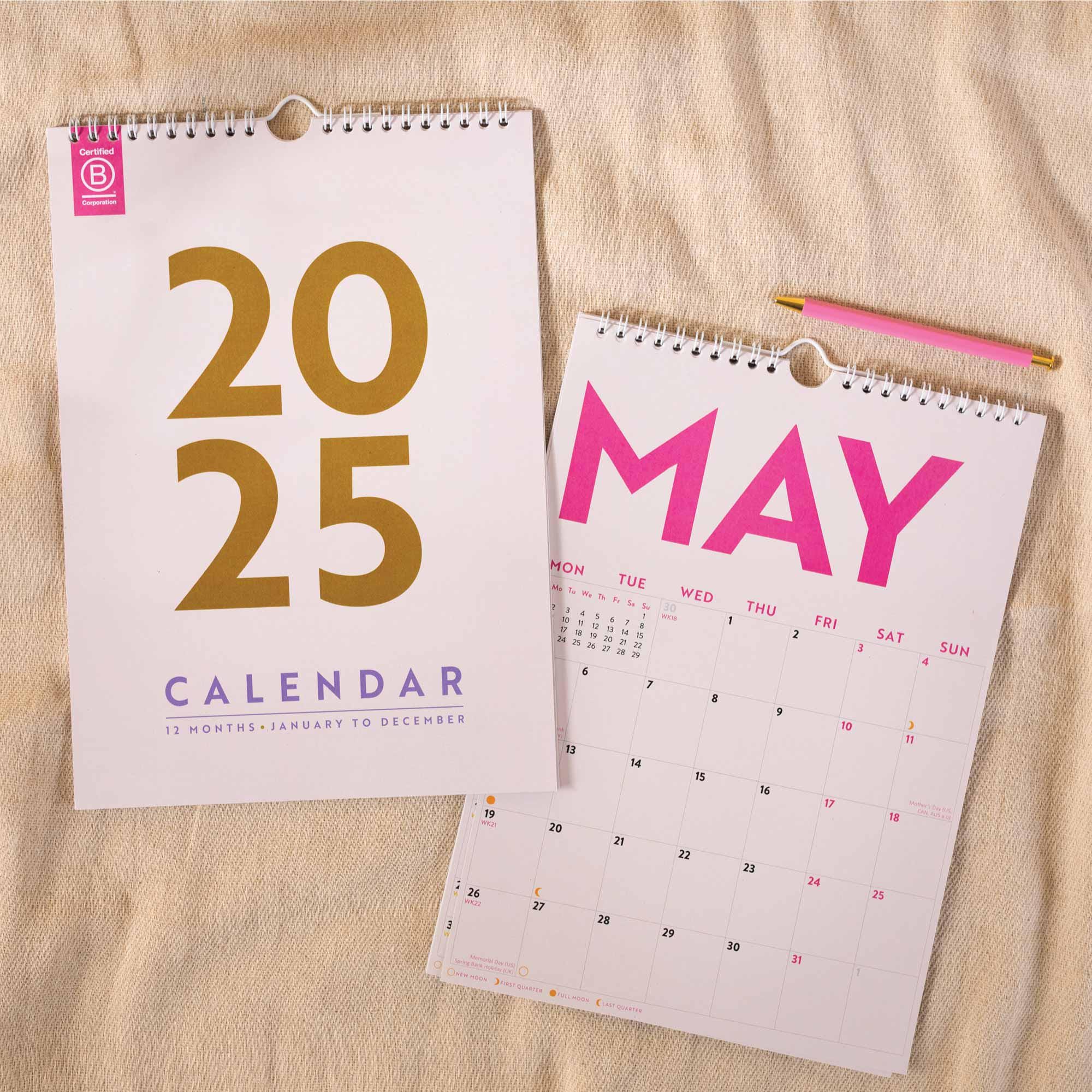 2025 Calendar Simply Bright 12 Month Hanging Calendar | Minimalist Calendar | A4 Wall Calendar | Colour Block Calendar