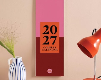 2027 Couples Planner | Shared Wall Calendar | Bold Block | 2 Column Planner | Month to View | Life Organiser