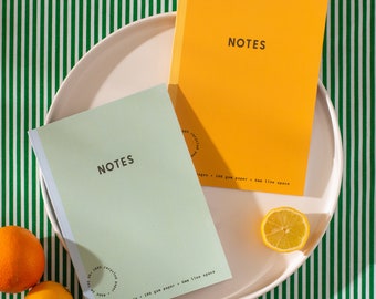 A5 Lined Notebooks Sunflower & Mint | Set of 2 | Ruled Journal | Recycled Paper | Daily Planner | Ruled Notebook | Eco