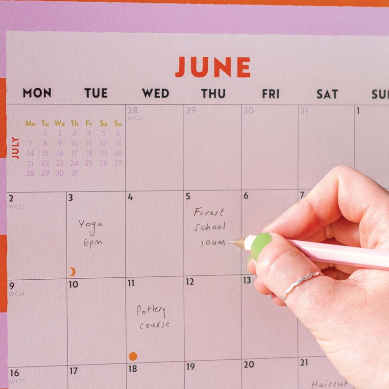 2025 Wall Calendar Checks & Stripes A4 Monthly Planner Colourful