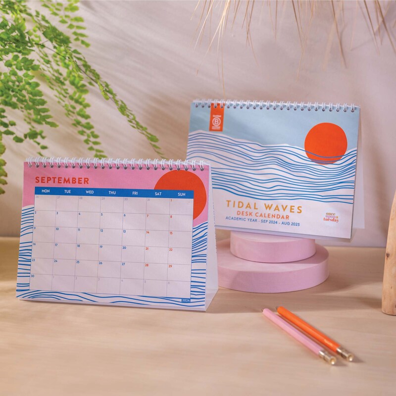 2025 Spiral Desk Calendar Etsy Beach Desk Calendar 2025
