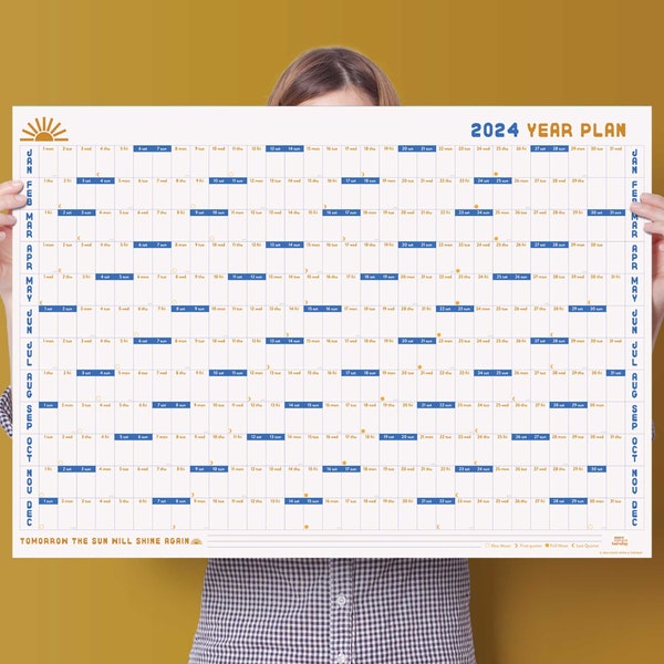 2024 A1 Wall Planner Landscape The Sun Will Rise Again | 2024 Year Planner | Large | Recycled Paper| 2024 Monthly Planner | Year To View