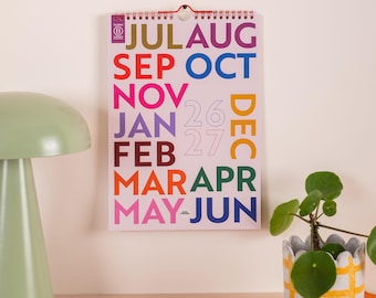 2026 - 2027 Mid-Year Wall Calendar | Month-to-view | Simply Bright Design | Academic Year | Recycled Paper | UK Printed | A4 Wall Calendar