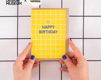 Gridded Design Museum | Birthday Card | A6 | Recycled Greeting Card | Blank Inside | A6 with Kraft Envelope