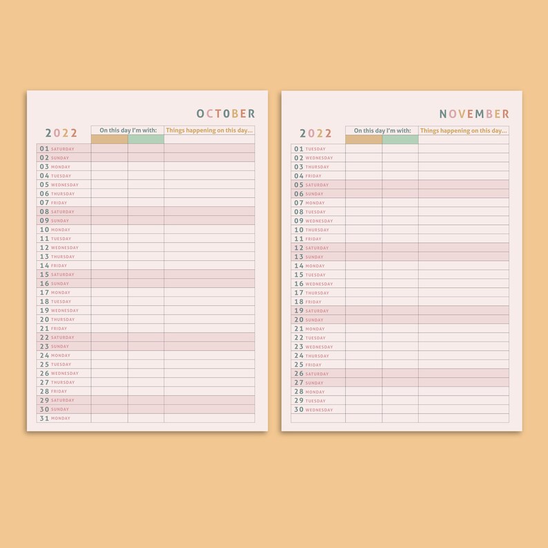 Co-parenting Kids Calendar Planner 12-month Wall Calendar - Etsy