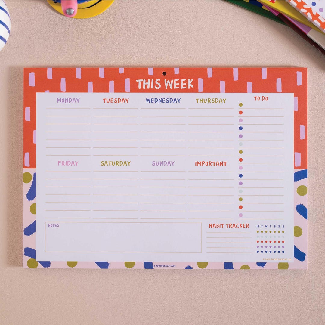 A4 Weekly Planner Pad Colour Flow | Desk Planner With Habit Tracker ...