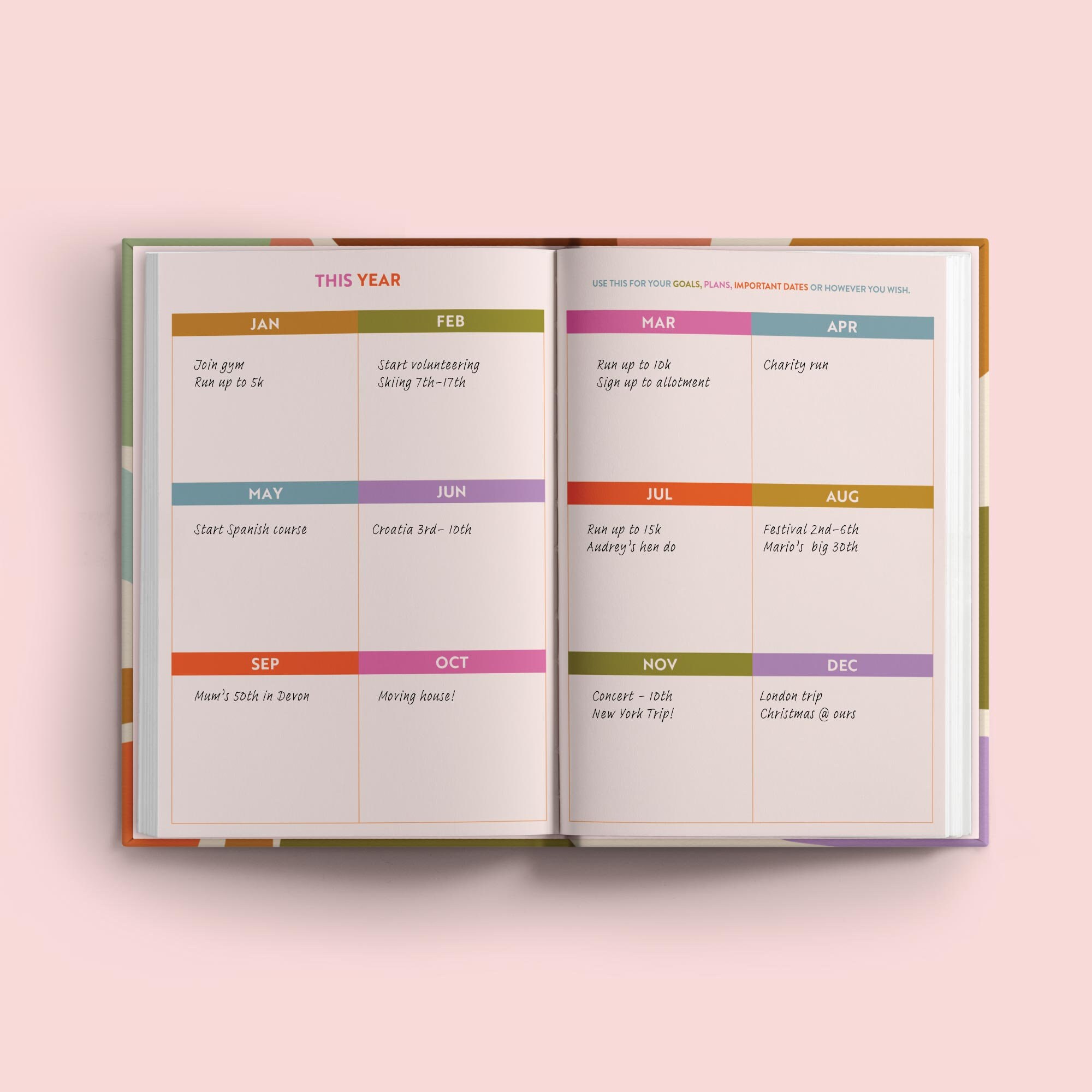 2025 Diary Week to View A5 Hardcover Planner | 2025 Journal | Recycled Paper Journal | Boho Paper Shapes | Organic Shapes | Boho Journal