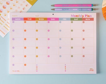 A4 Monatlicher Planer Du hast das | WDF Schreibtisch-Planer | Monatlicher Notizblock | Monatsplaner | To-Do Liste Schreibtischunterlage Planner | Undatierter Kalender