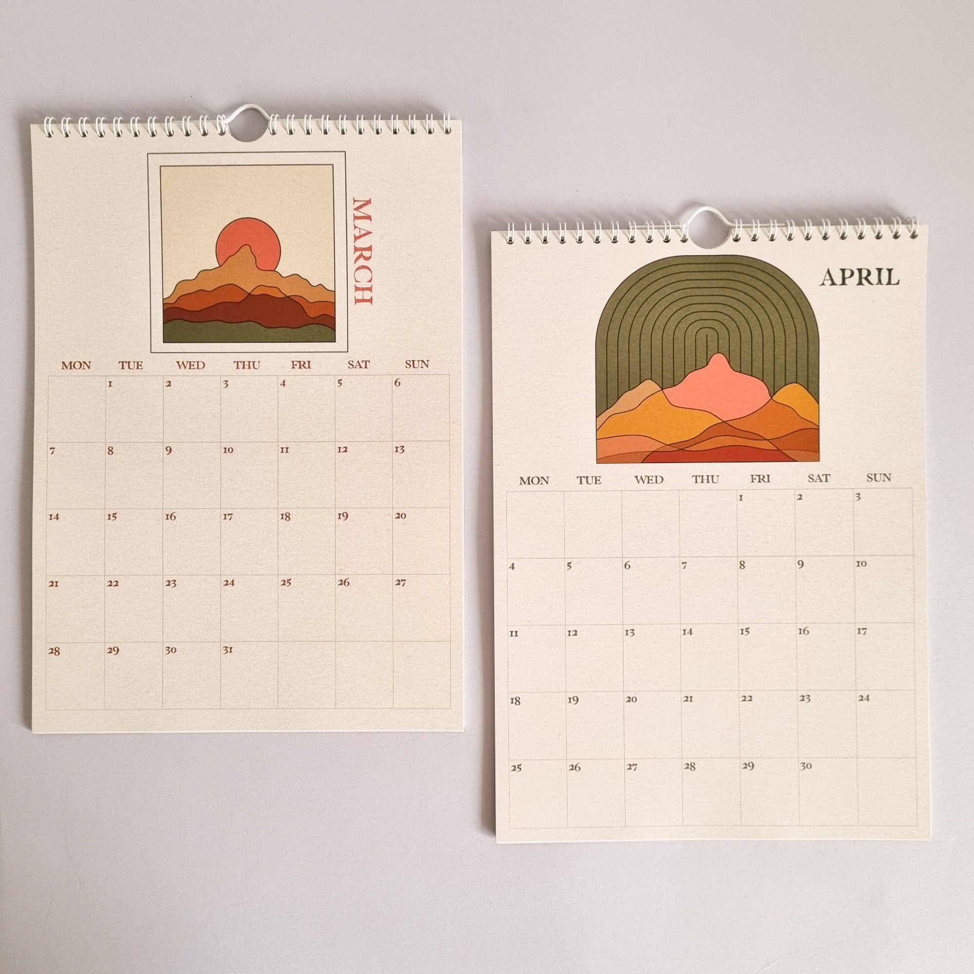2022 Desert Sun Wall Calendar 12 Month Hanging Calendar Etsy