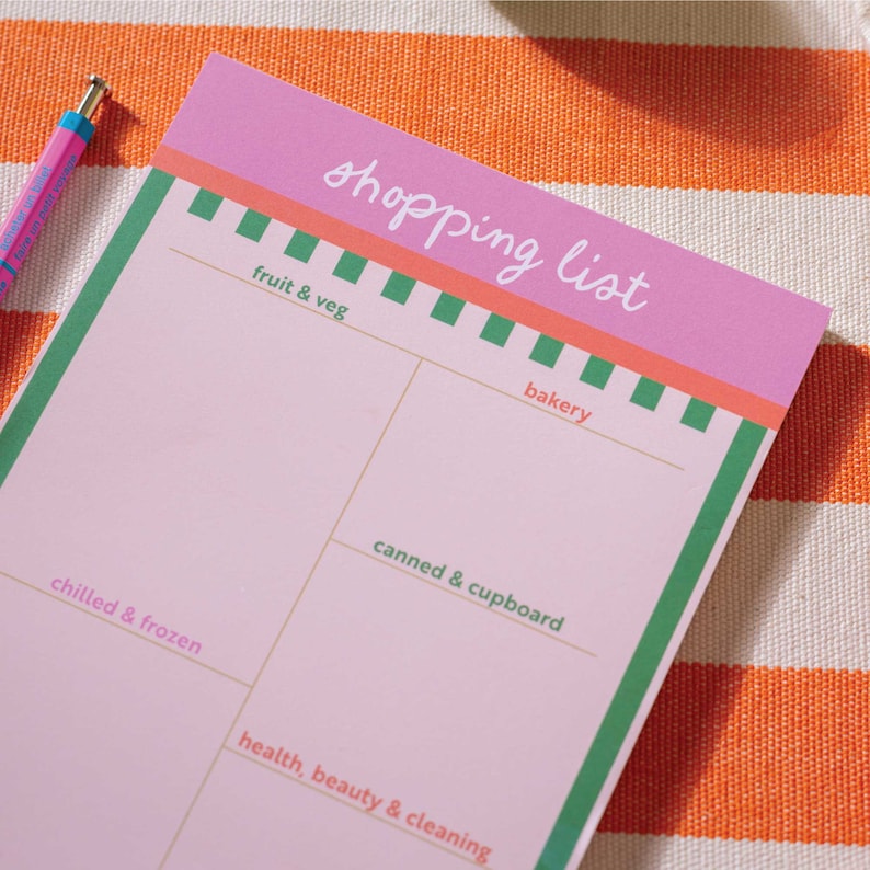 a5 shopping list. magnetic shopping list. cabana. tropical.