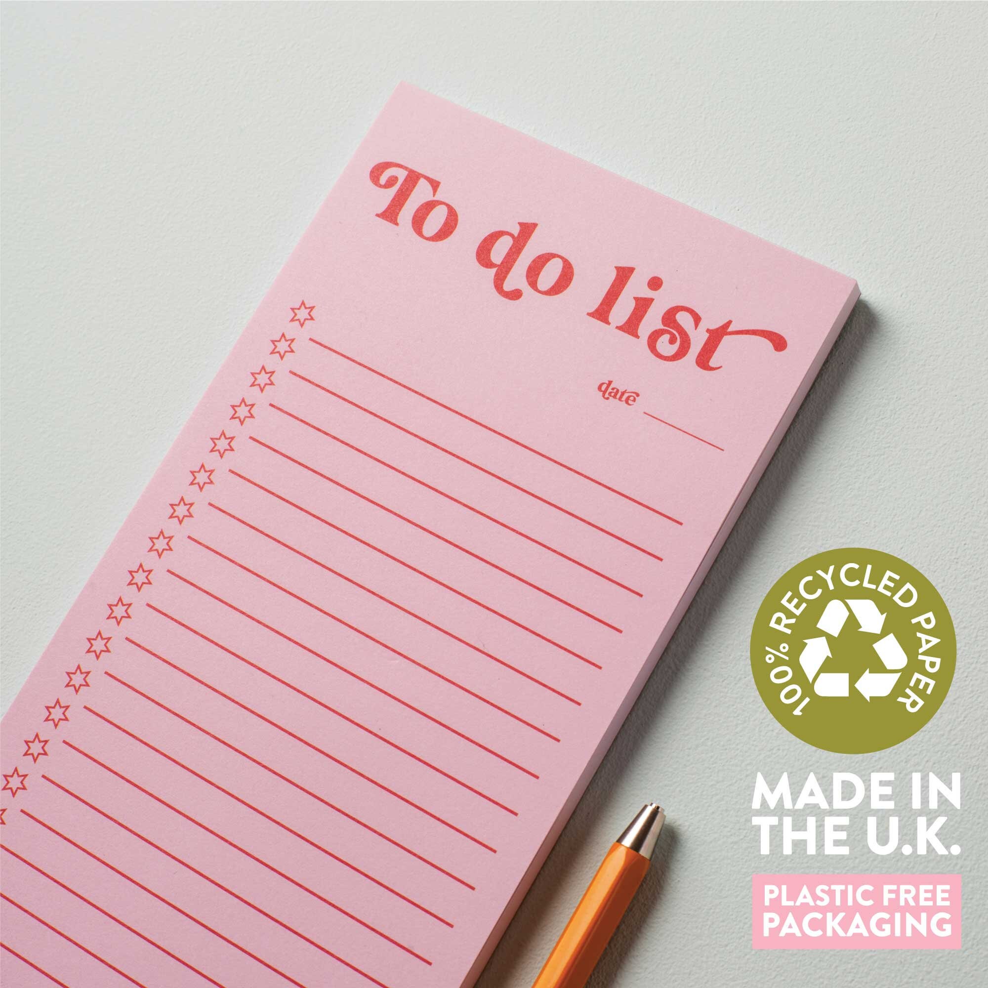 Slim To-do List & Notepad Pink and Red Bold Deskpad | Tear off Notepad ...