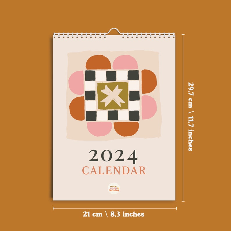 2024 Calendar Patchwork Quilt Folk Art Calendar Wall Art Etsy