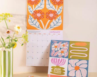 2026 Abstract Floral Calendar Large Monthly Planner | Flower Illustrations | Art Planner | 12 Month Hanging Calendar | Colourful Calendar