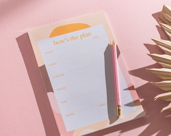 Weekly Planner Notepad A5 Sunrise Here’s the Plan | Week plan overview | Work Desk Planner | Study Planner | Magnetic Planner Pad