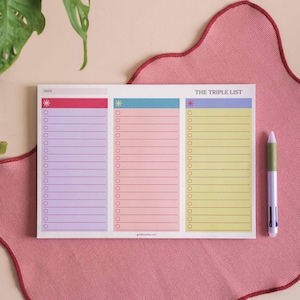 A4 Triple To Do List Pad | Productivity Planner | Colourburst | Daily Planner | To-Do List Desk Pad Planner | Magnetic