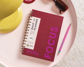 Daily Productivity Planner | Undated | Hardback | Burgundy | Productivity Tools | Planning Resource | To-Do List Planner