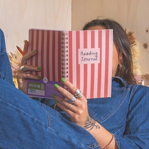 A5 reading journal. TBR list. Book Reviews. 100% Recycled Paper. Made in the UK.