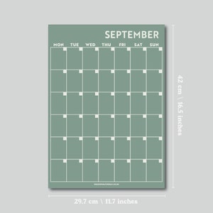 Undated A3 Wall Calendar - 12 seperate monthly pages in a surf inspired colour palette. 100% Recycled Paper, Made in the UK.