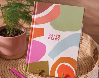2024-2025 Academic Diary A5 | 2024-25 Student Planner | Week to View | Hardcover | Organic Paper Shapes | School Year Diary | Teacher Diary