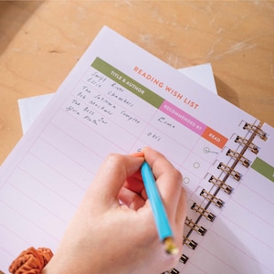 A5 reading journal. TBR list. Book Reviews. 100% Recycled Paper. Made in the UK.
