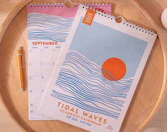 2024-2025 Academic Year Wall Calendar | Tidal Waves | A4 Academic Planner | Student Planner | September Start Calendar | Colourful