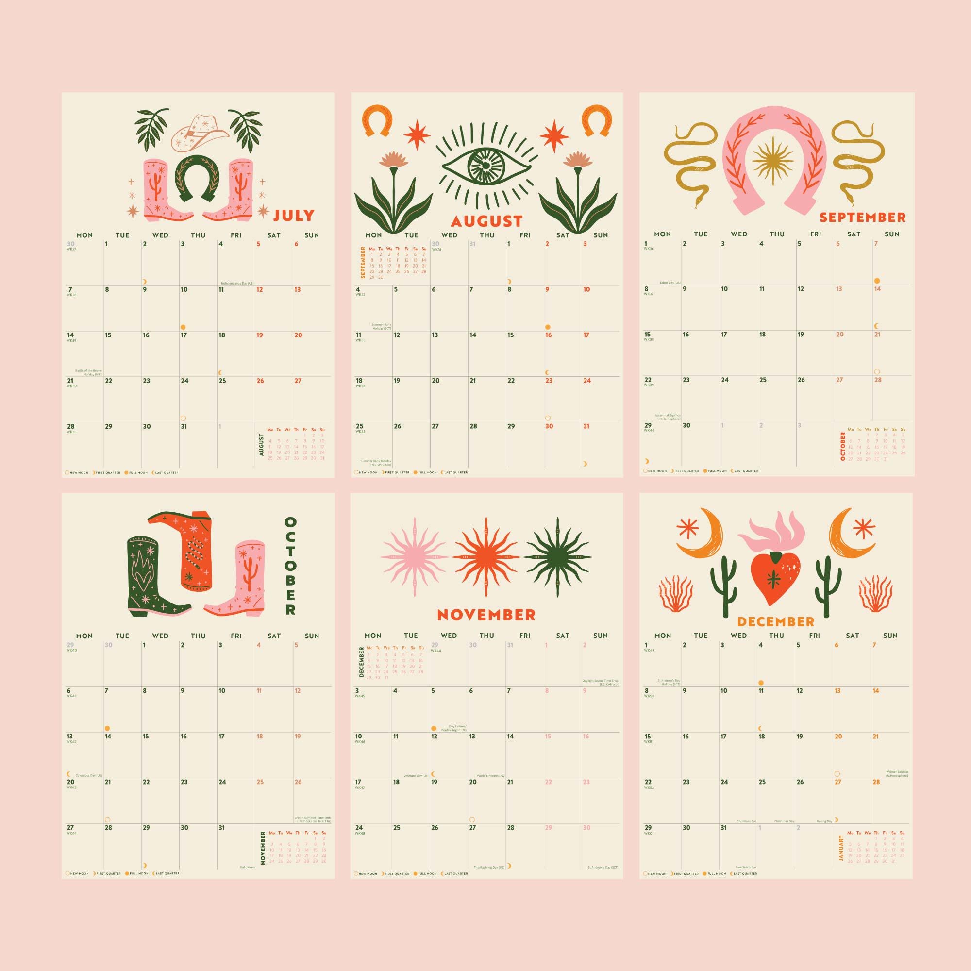 2025 Year Calendar Desert Dreams | A4 Monthly Planner | Boho Art Planner | 12 Month Hanging Calendar