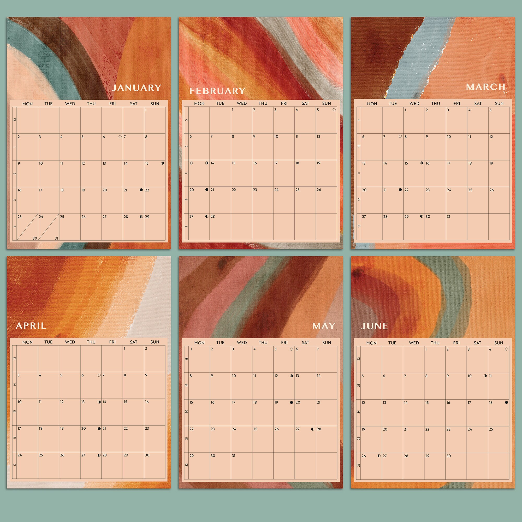 2023 Wall Calendar Abstract Earth 12 Month Hanging Etsy UK