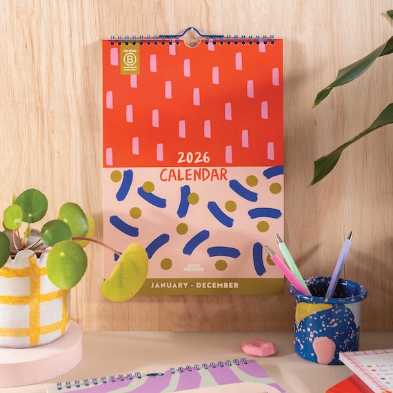 2026 Wall Calendar Colour Flow | A4 Monthly Planner | Colourful Abstract Modern Art Planner | 12 Month Hanging Calendar | Sunday Start