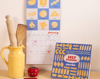 2027 Wall Calendar | Love of Pasta | Pasta Lover Calendar | Foodie Gift | Kitchen Calendar | UK