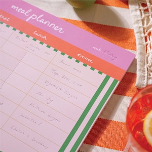 a4 weekly meal planner. magnetic meal planner. cabana. tropical.