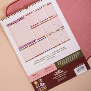 2026–2027 A3 family planner printed on recycled paper with wall hanging detail