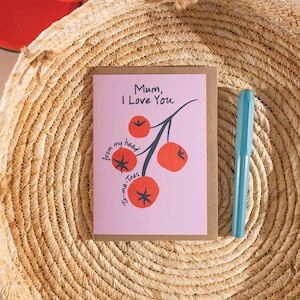 Biglietto di auguri divertente per la festa della mamma / Design a forma di pomodoro / Saluto audace e giocoso / Biglietto A6 in carta riciclata / Interno vuoto con busta in carta kraft