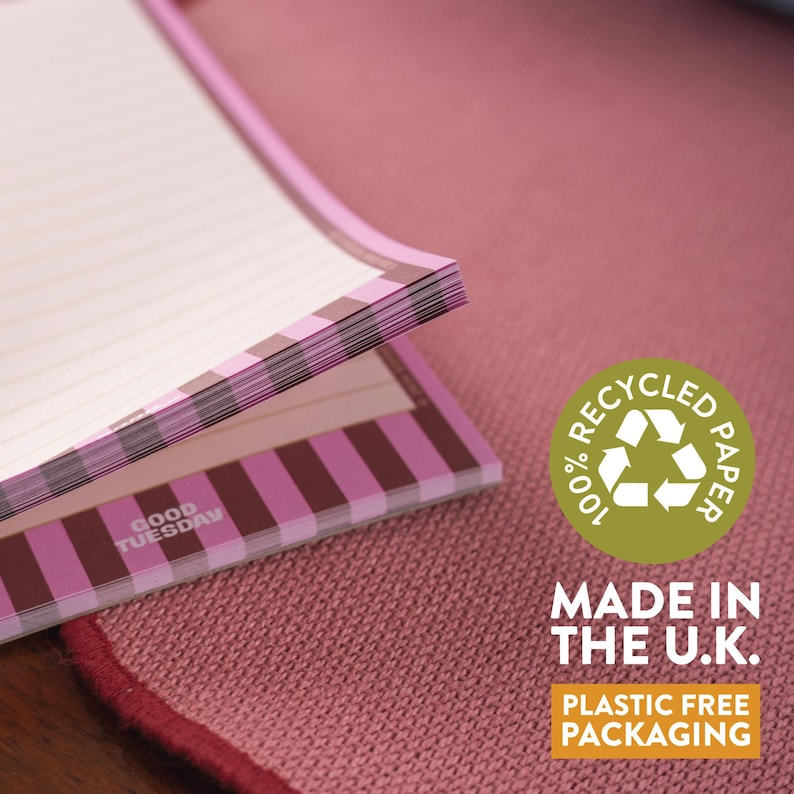 Slim To-do List & Notepad Berry Stripe Bold Deskpad | Tear off Notepad ...