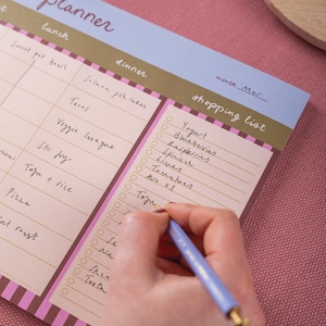 Weekly Meal Planner Pad Berry Stripe | A4 Meal Planner | Daily Meal Planner Pad | Menu Planner | Meal Planner Pad image 2