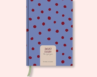2027 Diary | Purple Polka Dot A5 Weekly Planner | Lay Flat Hardback Organiser | Colourful Desk Agenda | Statement Pattern Diary