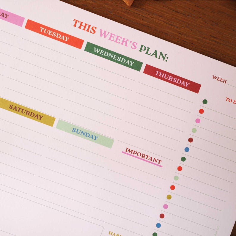 A4 Weekly Planner Pad | Desk Planner With Habit Tracker | Weekly ...