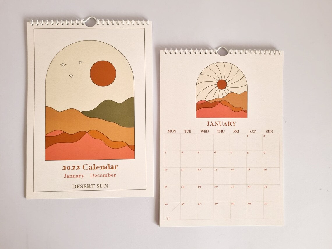 2022 Desert Sun Wall Calendar 12 Month Hanging Calendar Etsy