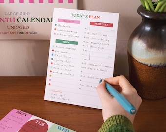 Daily Planner Pad Hourly Planner Notepad | To-Do List | WFH Desk Pad | Productivity Pad | Everyday Planner | Magnetic Pad | A5