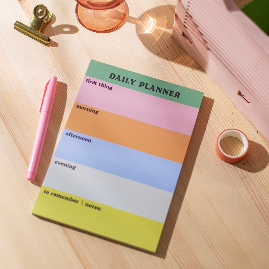 Time Blocking Daily Planner A5 Notepad Rainbow Colour Block Desk Pad