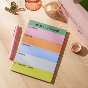 Time Blocking Daily Planner A5 Notepad Rainbow Colour Block | Desk Pad | Productivity Planner | Magnetic Planner Pad | ADHD Planner