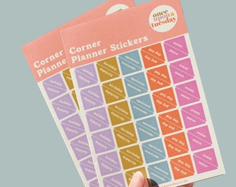 Corner Planner Stickers | Journal Stickers | Everyday Stickers | Recycled Paper | Appointment | Event | Birthday | Diary Stickers