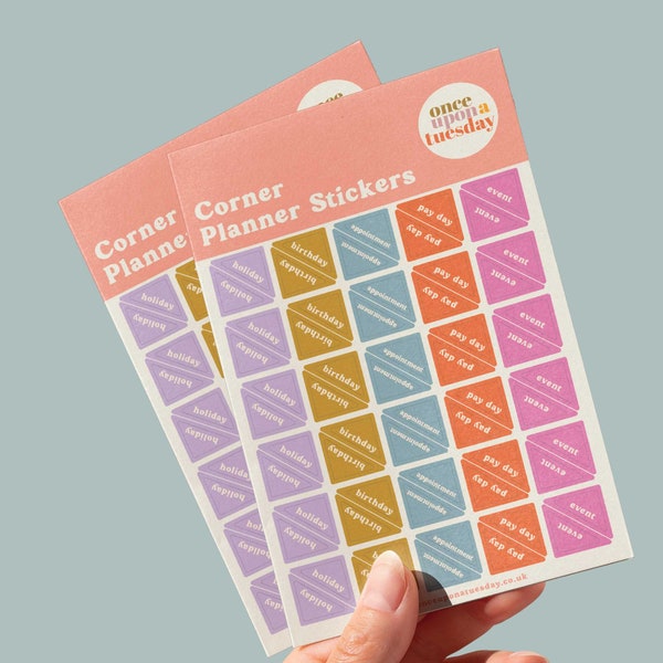 Hoekplannerstickers | Tijdschriftstickers | Dagelijkse stickers | Gerecycled papier | Afspraak | Evenement | Verjaardag | Dagboekstickers