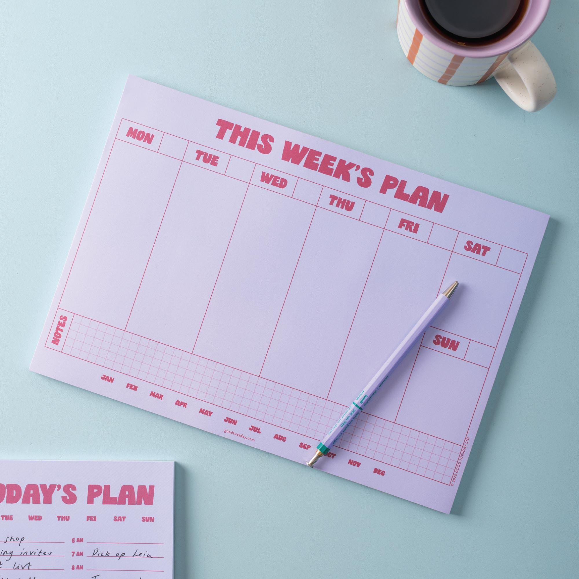 A4 Weekly Planner Pad Lilac & Plum Bold Desk Planner | Weekly Notepad ...